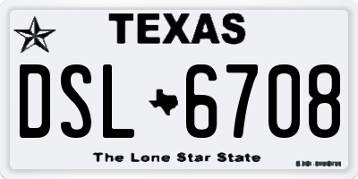 TX license plate DSL6708