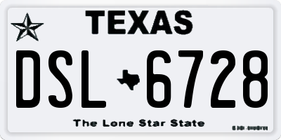 TX license plate DSL6728