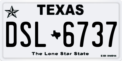 TX license plate DSL6737