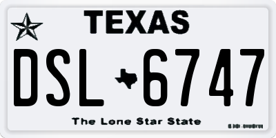 TX license plate DSL6747