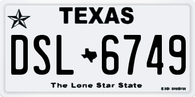 TX license plate DSL6749