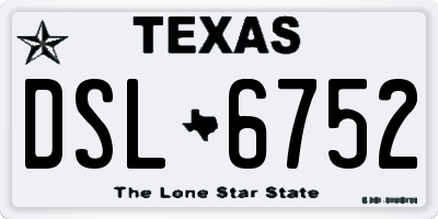 TX license plate DSL6752