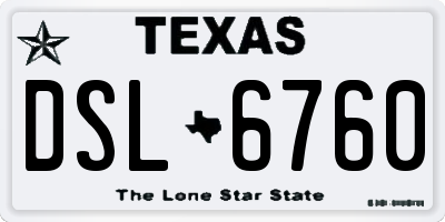 TX license plate DSL6760