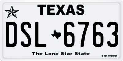 TX license plate DSL6763