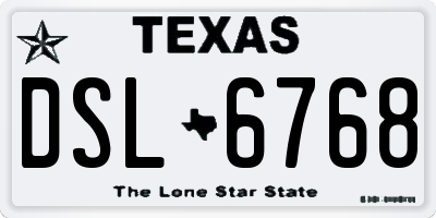 TX license plate DSL6768