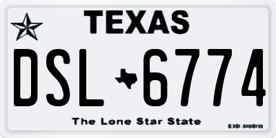 TX license plate DSL6774