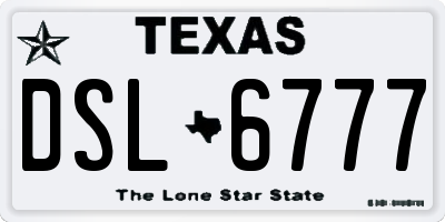 TX license plate DSL6777