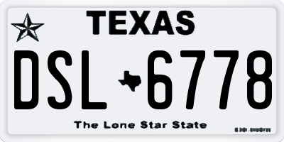 TX license plate DSL6778