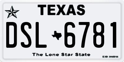 TX license plate DSL6781