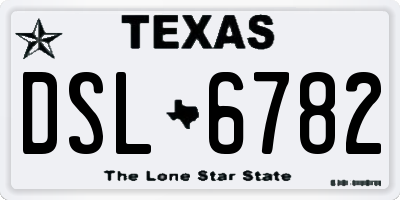 TX license plate DSL6782