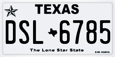 TX license plate DSL6785