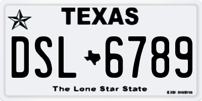 TX license plate DSL6789