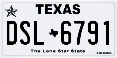 TX license plate DSL6791