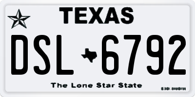 TX license plate DSL6792