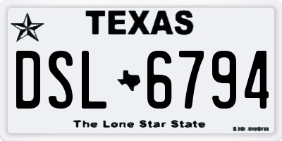 TX license plate DSL6794