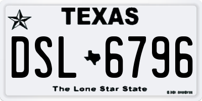 TX license plate DSL6796