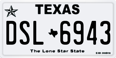 TX license plate DSL6943