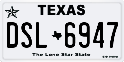 TX license plate DSL6947