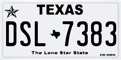 TX license plate DSL7383