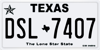 TX license plate DSL7407