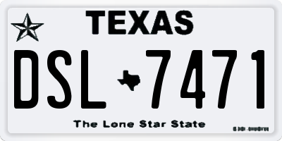 TX license plate DSL7471