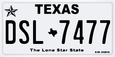 TX license plate DSL7477