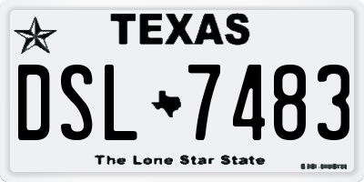 TX license plate DSL7483