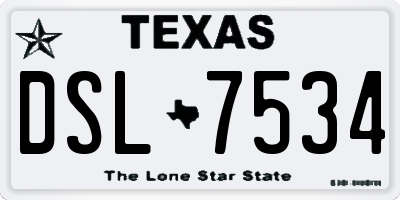 TX license plate DSL7534