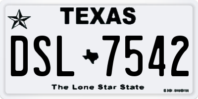 TX license plate DSL7542