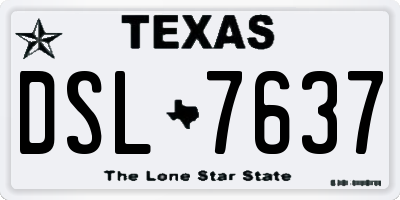 TX license plate DSL7637