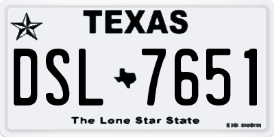 TX license plate DSL7651