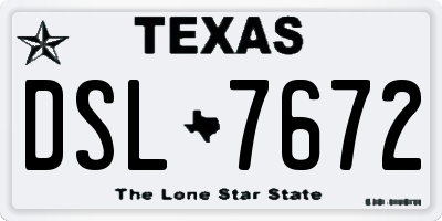 TX license plate DSL7672