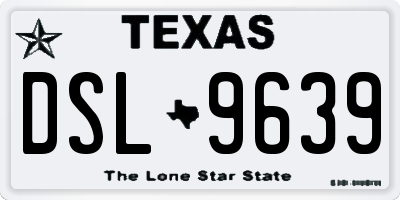 TX license plate DSL9639