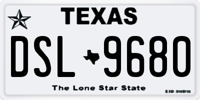 TX license plate DSL9680