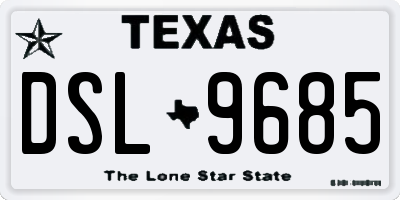 TX license plate DSL9685