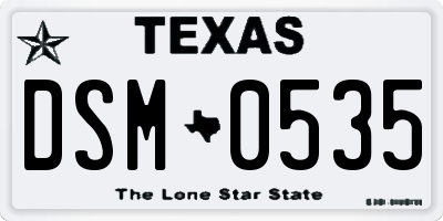 TX license plate DSM0535