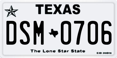 TX license plate DSM0706