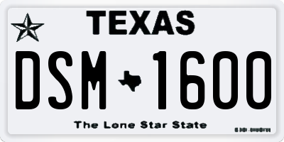 TX license plate DSM1600