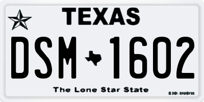 TX license plate DSM1602