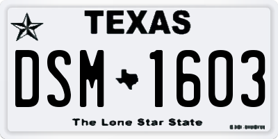 TX license plate DSM1603