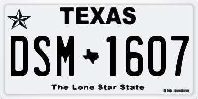 TX license plate DSM1607