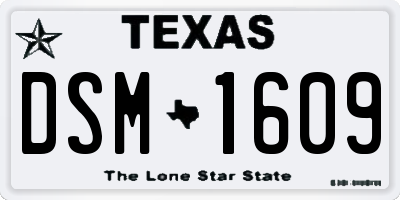 TX license plate DSM1609