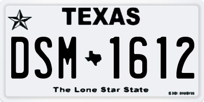 TX license plate DSM1612