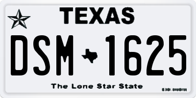 TX license plate DSM1625