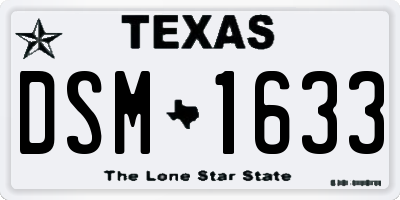 TX license plate DSM1633