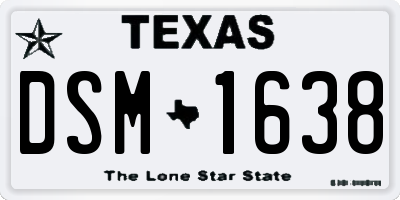 TX license plate DSM1638