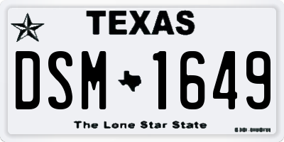 TX license plate DSM1649