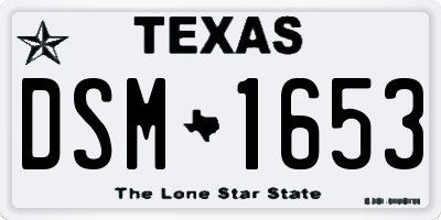 TX license plate DSM1653