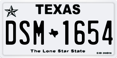 TX license plate DSM1654