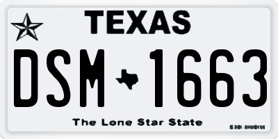 TX license plate DSM1663